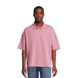 No Boundaries Men's Oversize French Terry Polo Shirt - Mauve - Small - 3X - NEW
